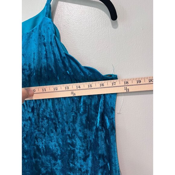 BCX Dress Teal Velvet Sleeveless A-Line Dress With Keyhole & Button Closure Size - Picture 5 of 11